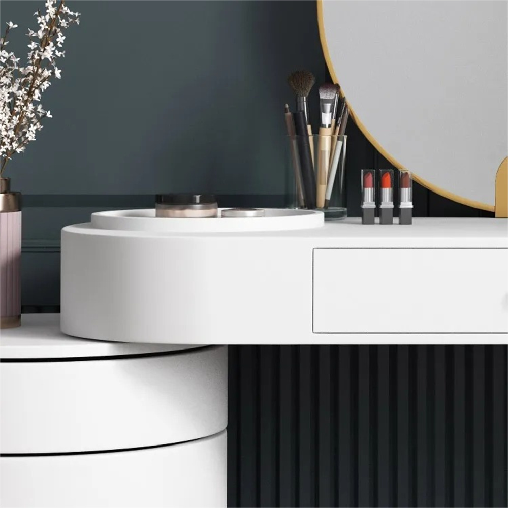 White Makeup Vanity Dressing Table with Swivel Cabinet Mirror & Stool Included