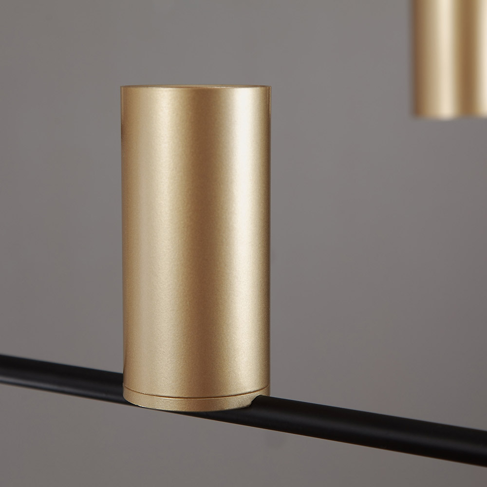 Modern Gold Cylinder Branch Pendant 9-Light in Metal Black