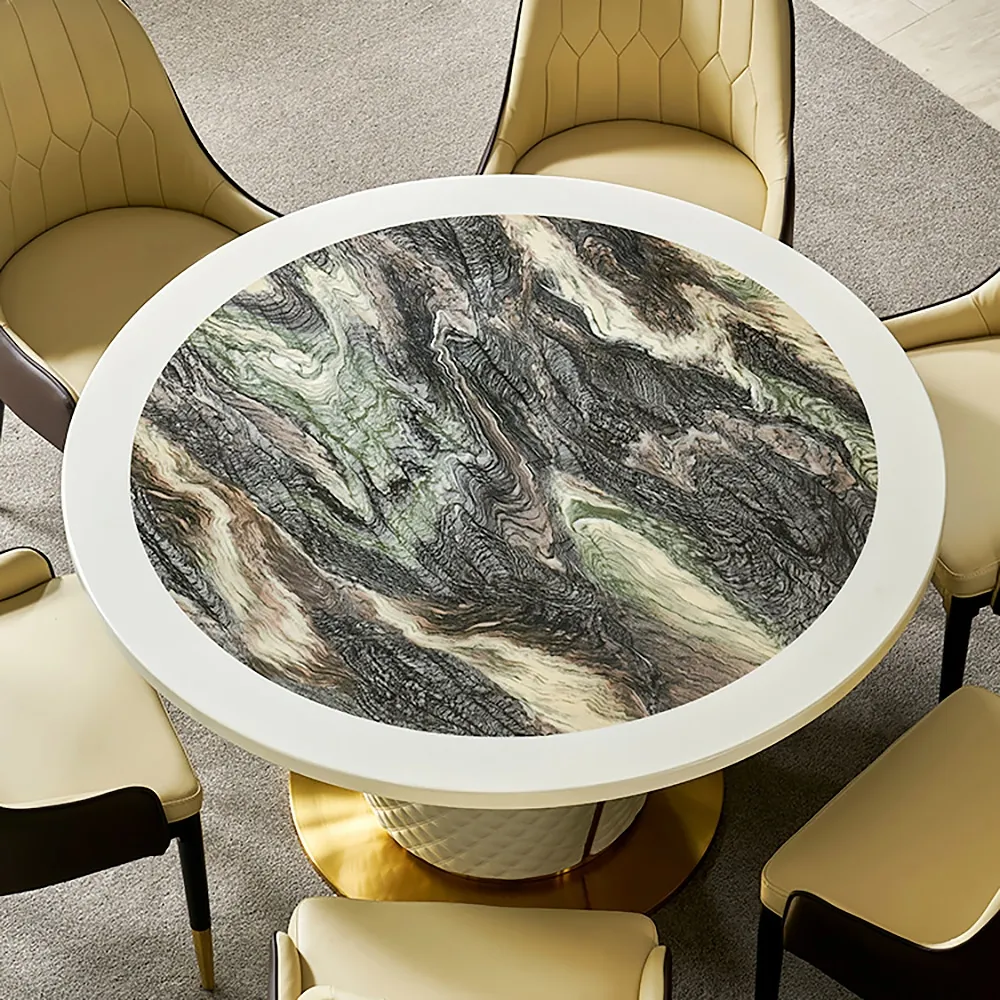 Postmodern Luxury Household 6-person 51 Inch Marble Round Dining Table