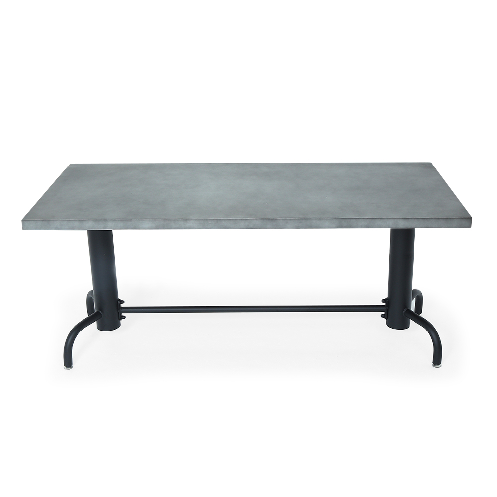 70.9" Industrial Dining Table Concrete Gray Table Top Solid Wood Metal Base