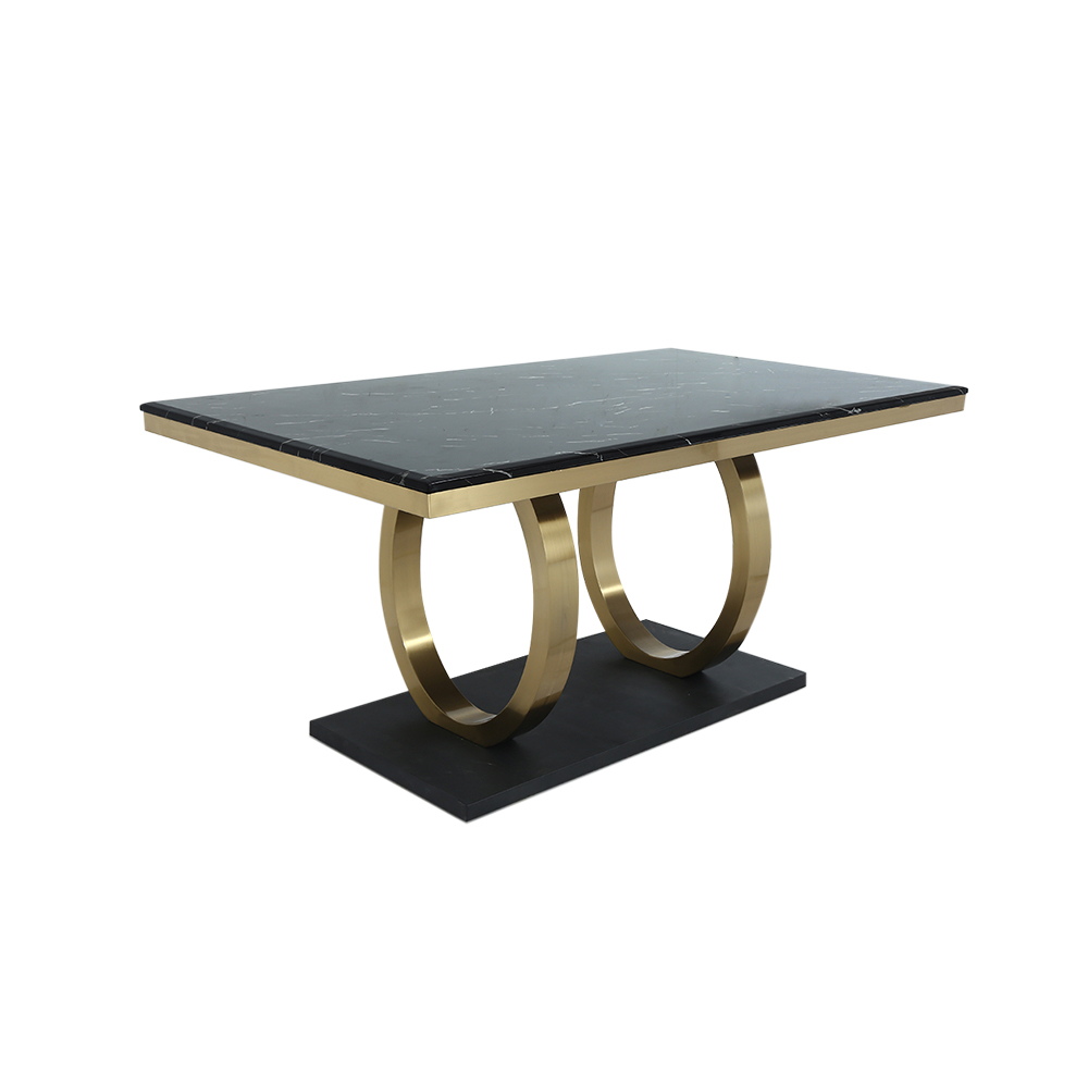 63" Rectangular Faux Marble Dining Table with Stainless Steel Base