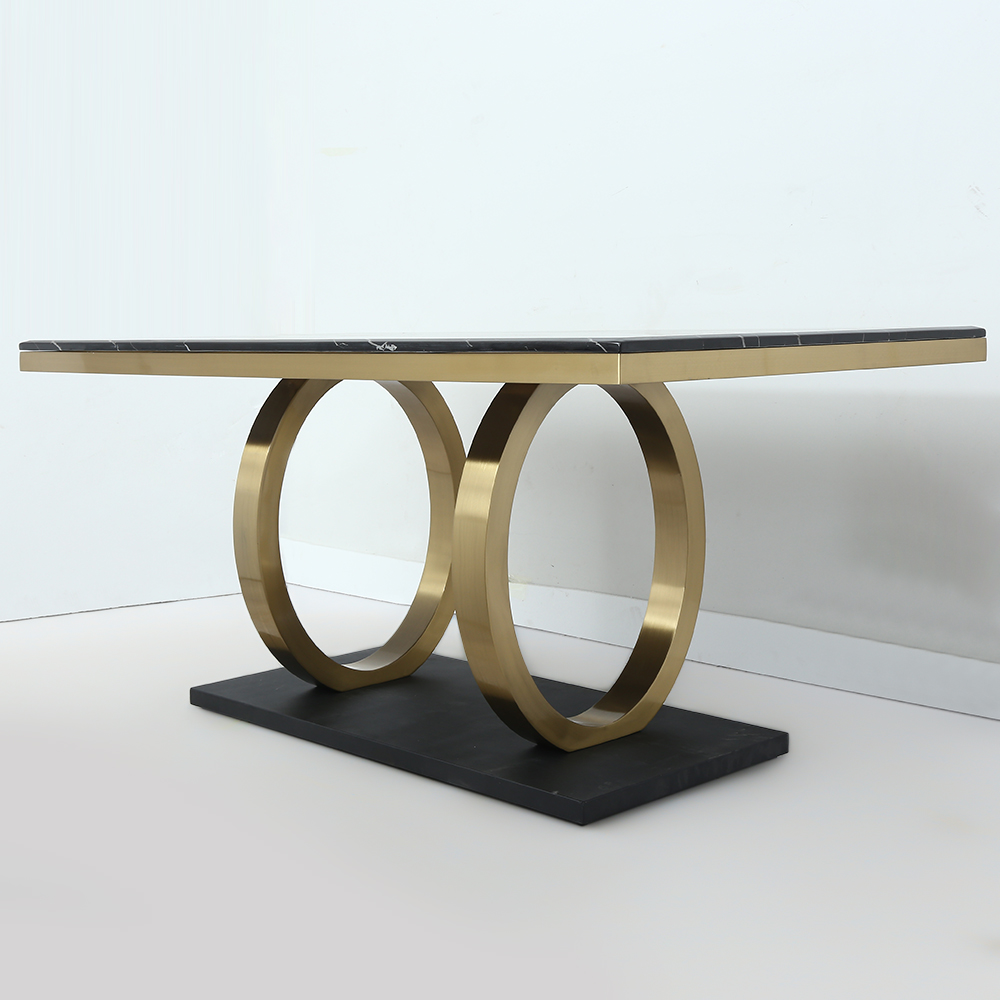 63" Rectangular Faux Marble Dining Table with Stainless Steel Base