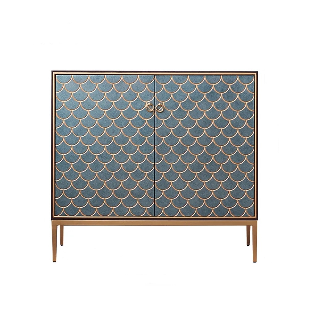 Modern Cabinet Scale Patterned Sideboard Buffet with Doors & Shelves in Small