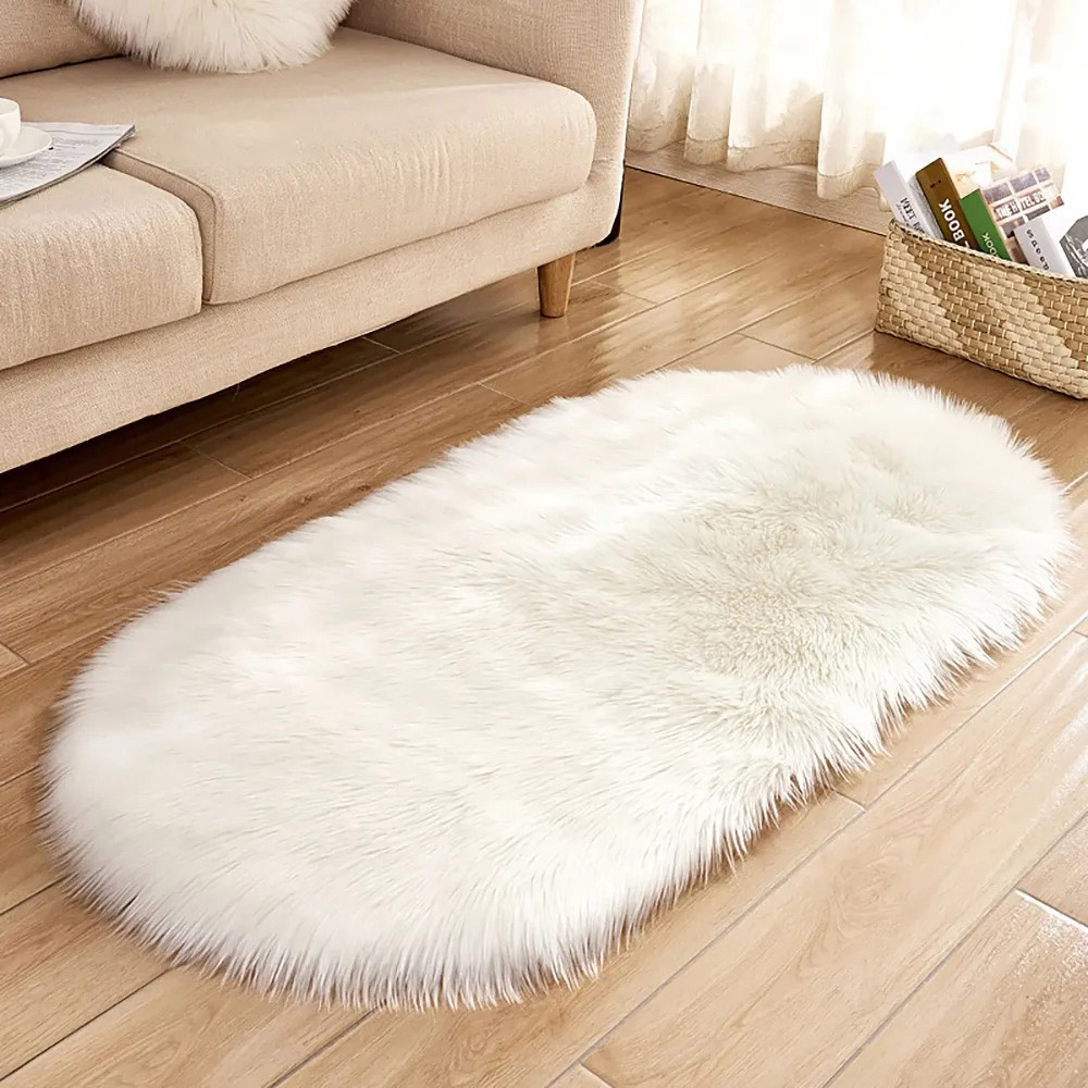 

Modern White Faux Fur Sheepskin Living Room Area Rug 3' x 6'