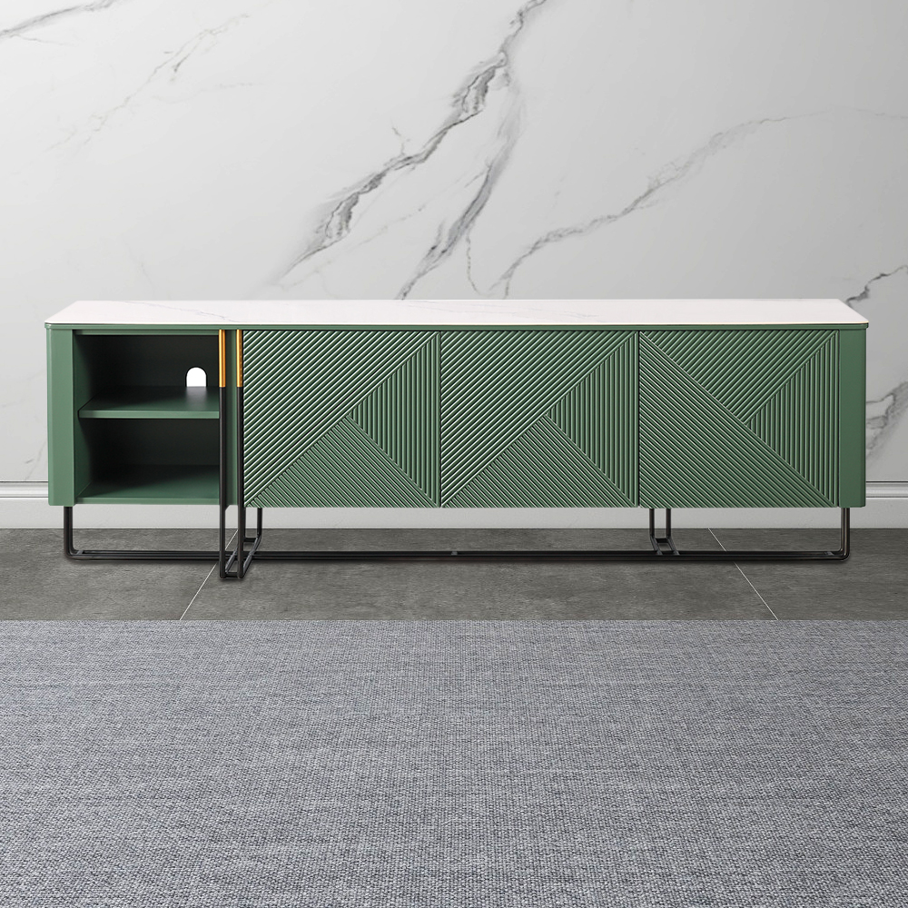 

Italian Green TV Stand Stone Top Rectangular Media Console