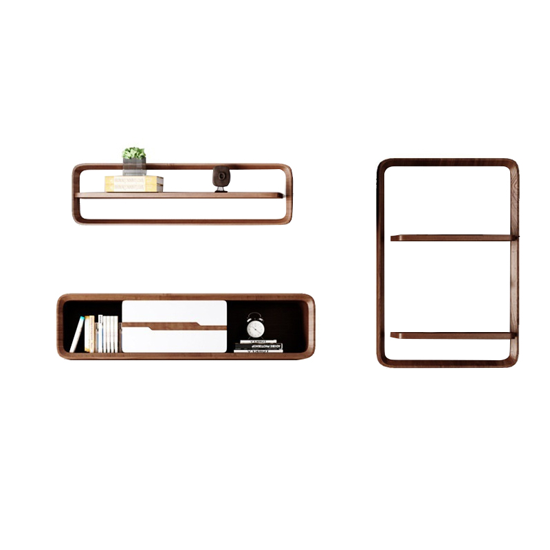 Floating Shelves Wall Mounted Storage Shelves & Cabinet in White & Walnut Set of 3