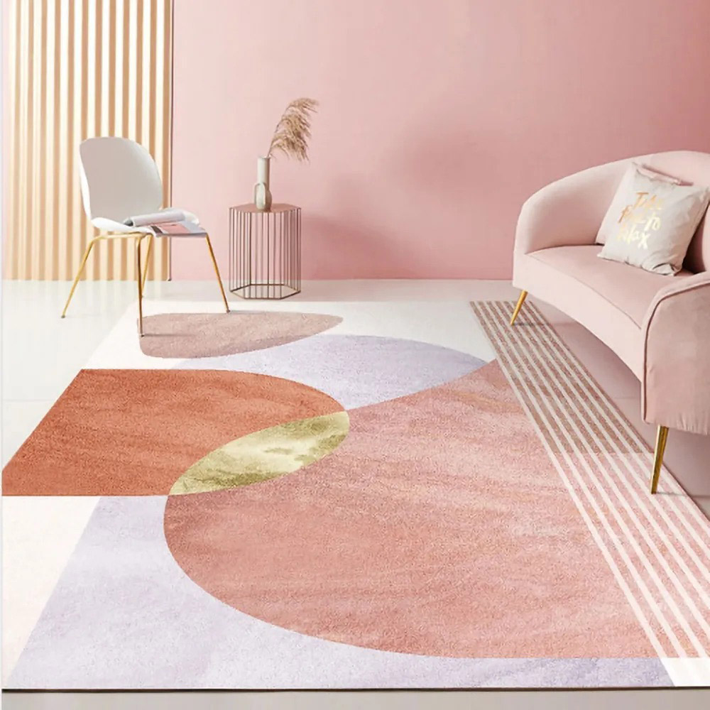 

Abstract Pink Area Rug 5' x 7' Polyester Rectangle