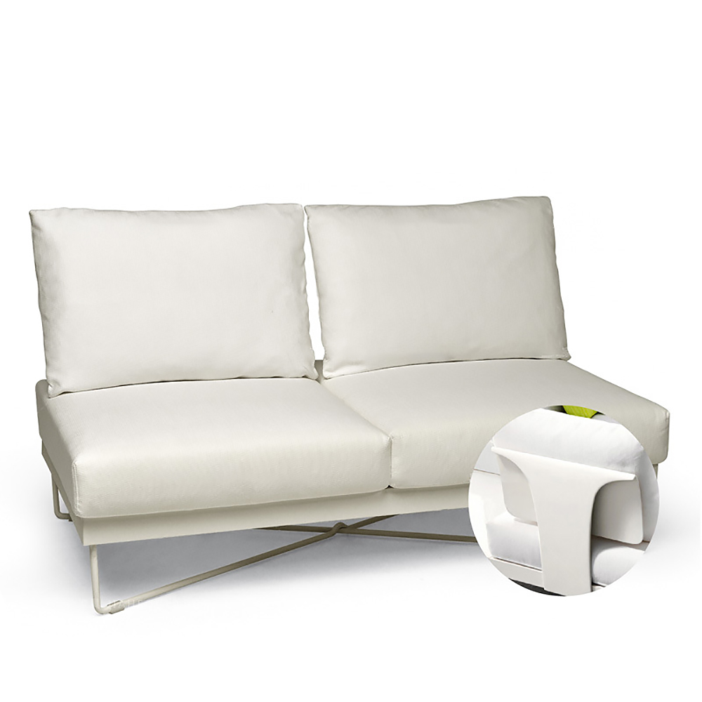 Rattan Outdoor Sofa Armless Sofa with Pillow Cushion 2Seater 2 Color