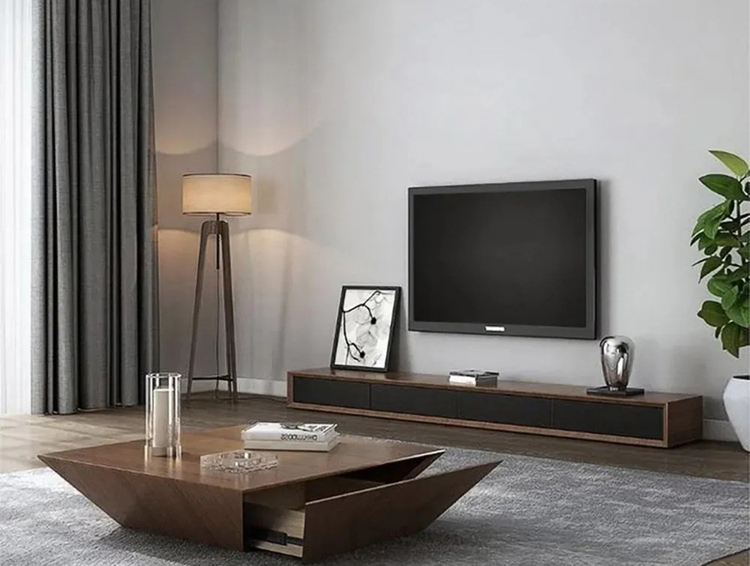 Modern 71 Inch Walnut TV Stand Rectangle Media Stand Walnut TV Console with 3 Drawers
