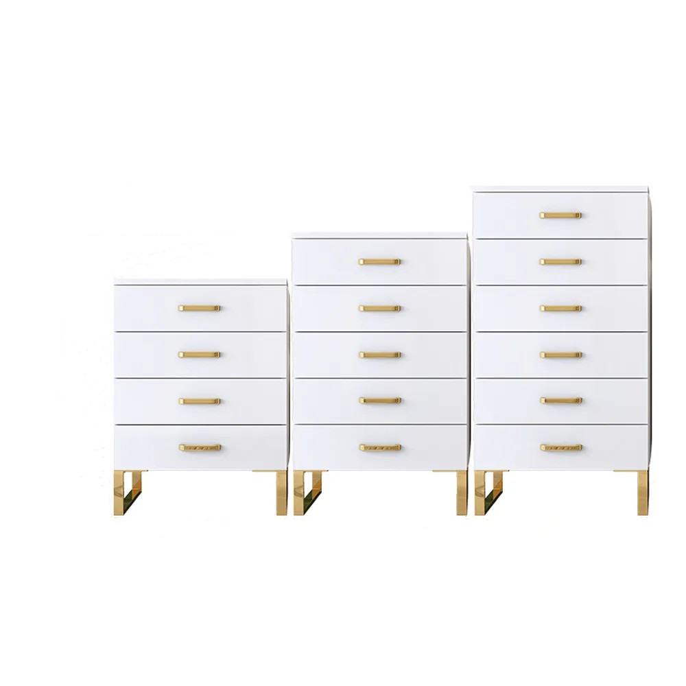 Modern White Chest with 6-Drawer Gold Legs in Large