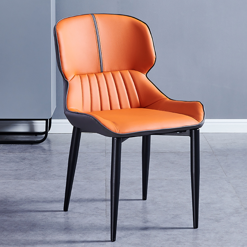 

Modern Black & Orange PU Leather Upholstered Dining Chair Set of 2