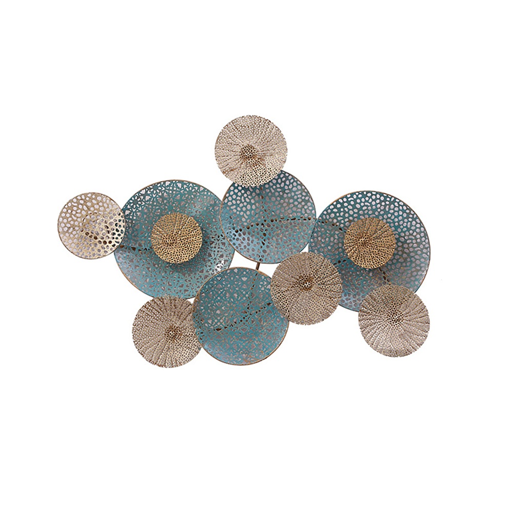 838mm Blue and Gold Multicircles Metal Wall DecorHomary