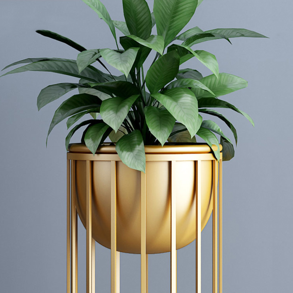 Gold Plant Pot Modern Planter with Gold Stand for Indoor&Outdoor Metal