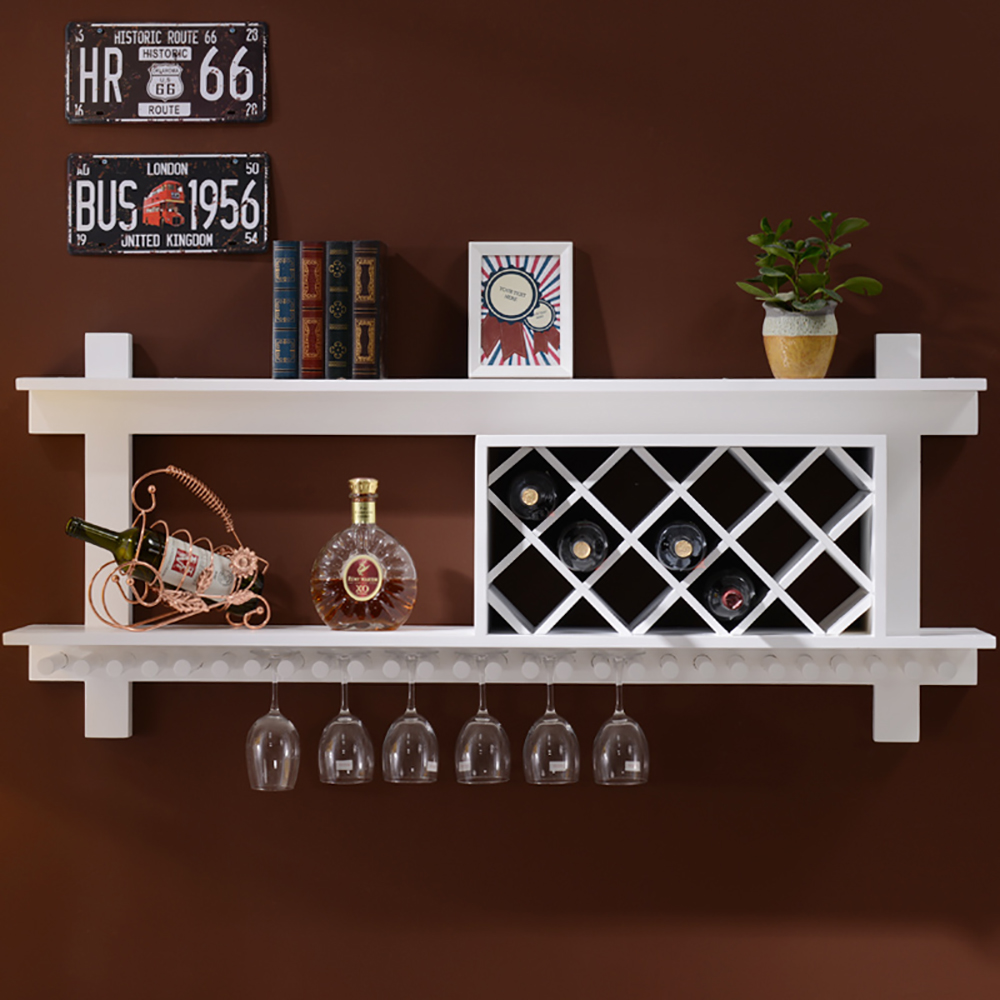 

Country Style Wall Mounted Wine Rack -White