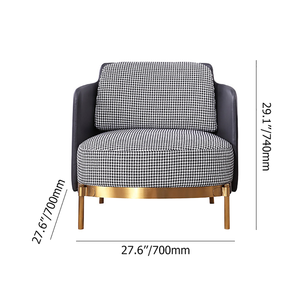 Modern Houndstooth Accent Chair Arm Chair with Linen Upholstery for Living Room Style B