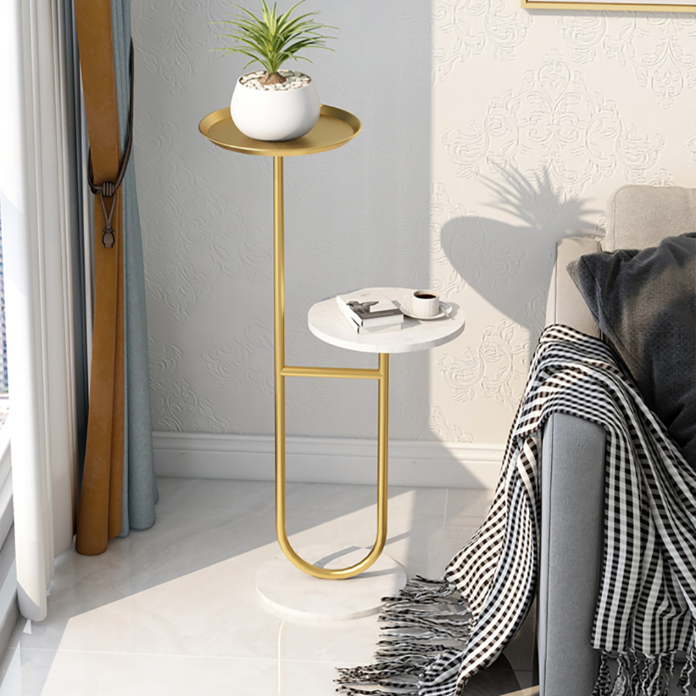 

Contemporary Indoor Plant Stand End Table in Gold