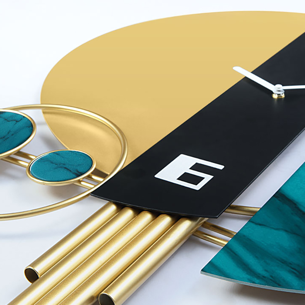 Unique Creative Geometric Oversized Wall Clock 3D Iron Home Decor Green