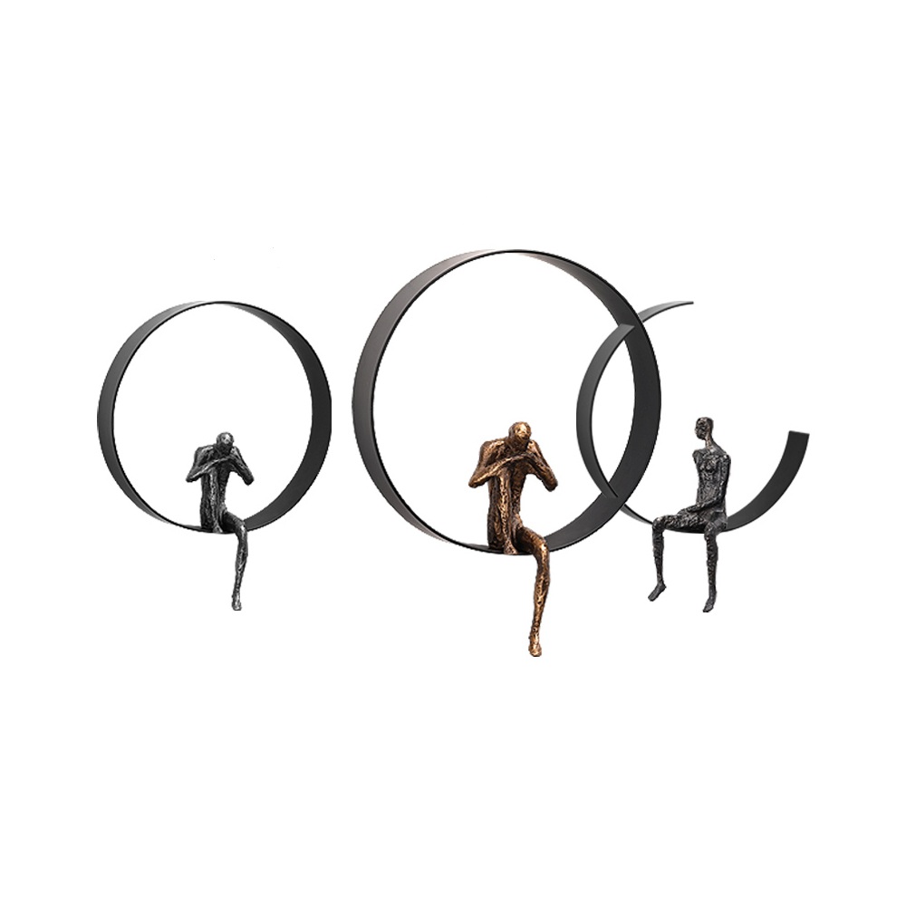 Modern 3D Artistic Figure Metal and Resin Wall Decor in Black
