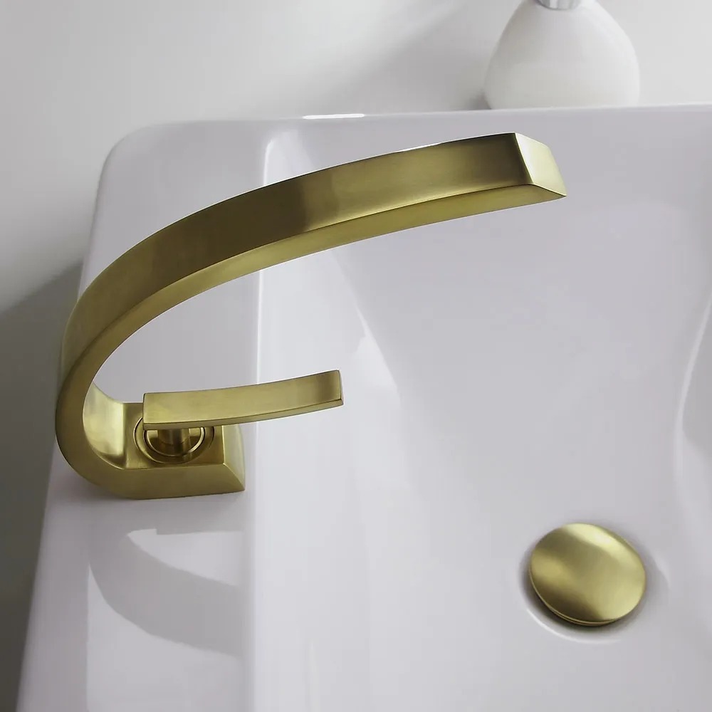Modern Brushed Gold Bathroom Basin Pop Up Waste with Overflow