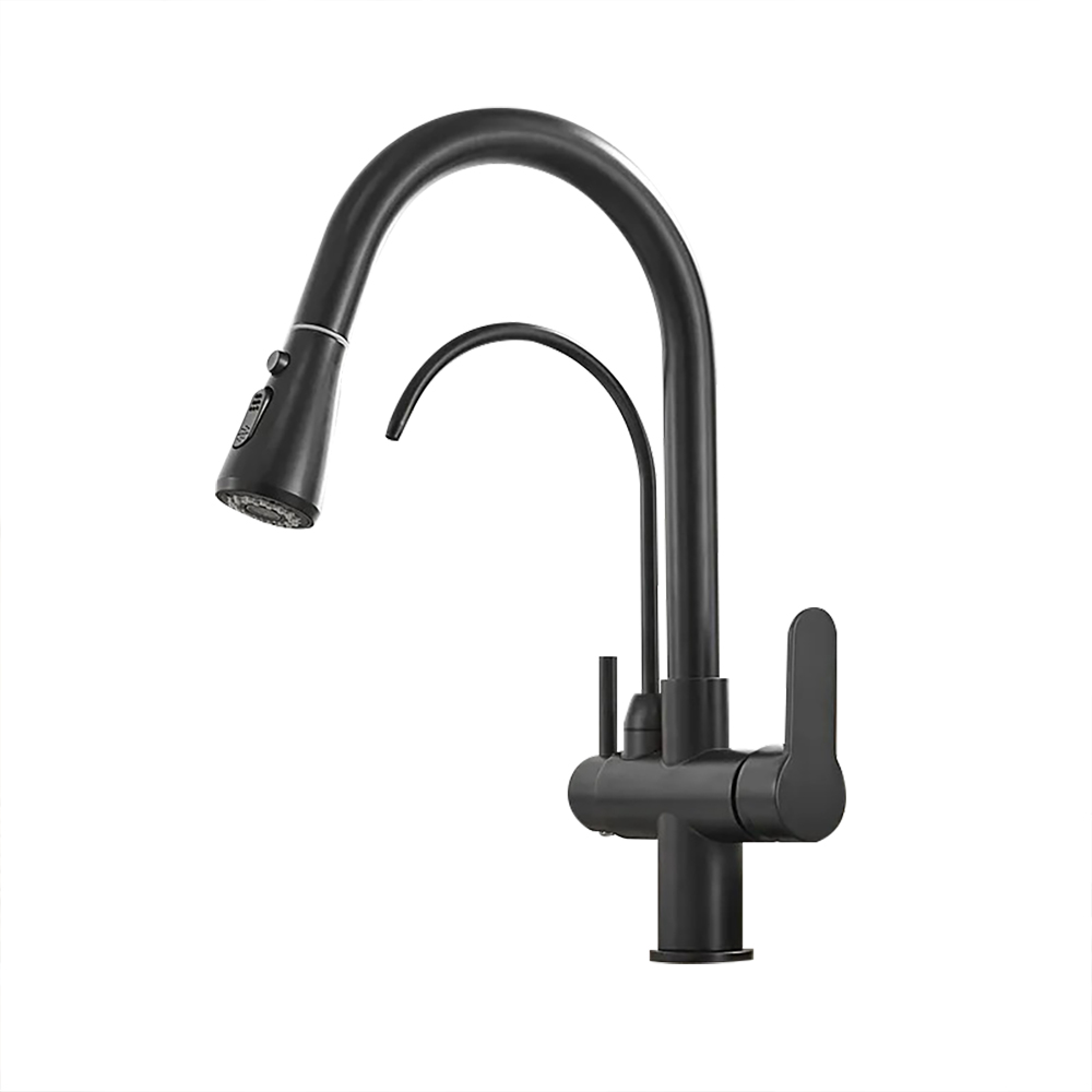 Water Filter Kitchen Tap Pull Out Tap in Matte Black Swivel Tap Solid
