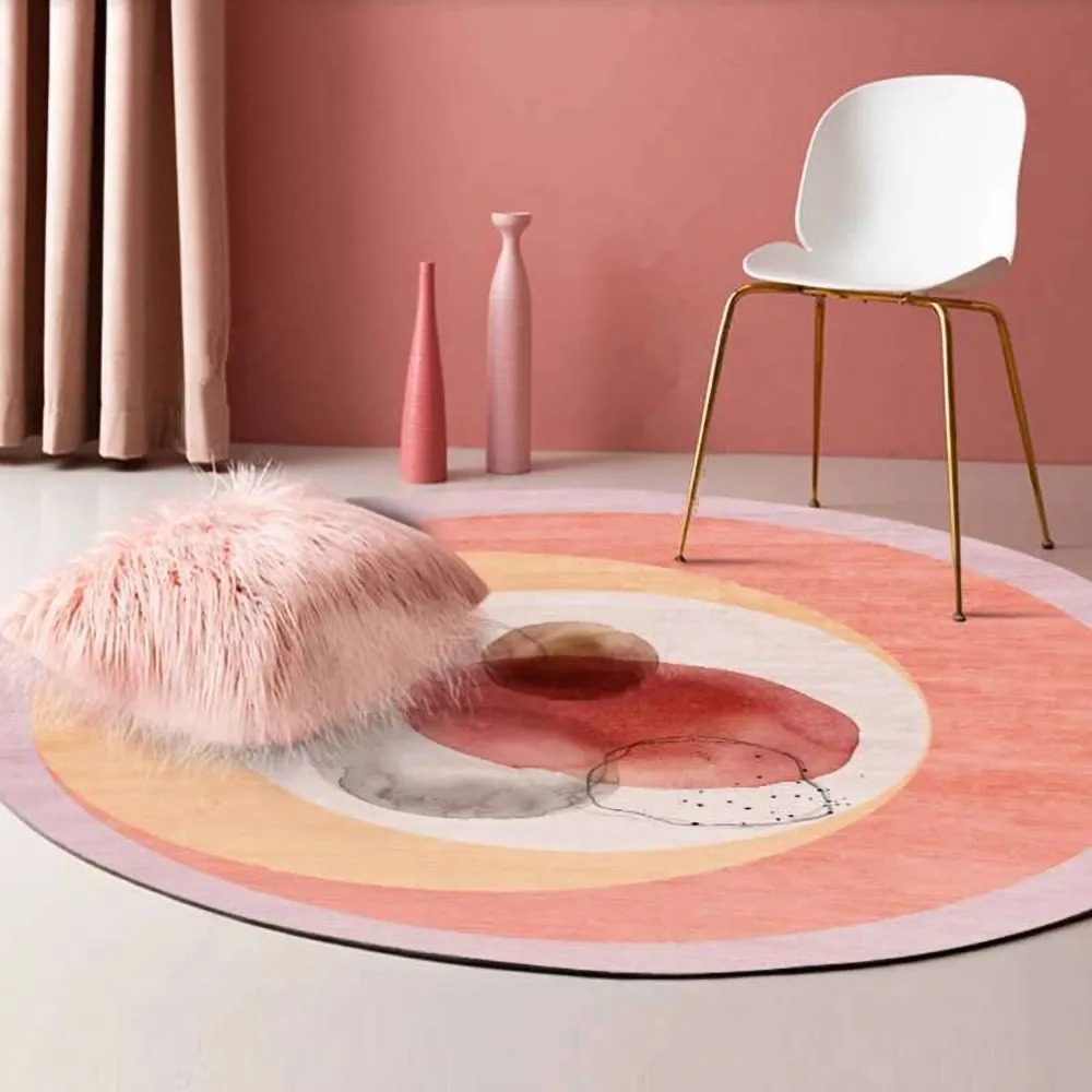 

Pink and Orange Modern Round Indoor Area Rug 5'