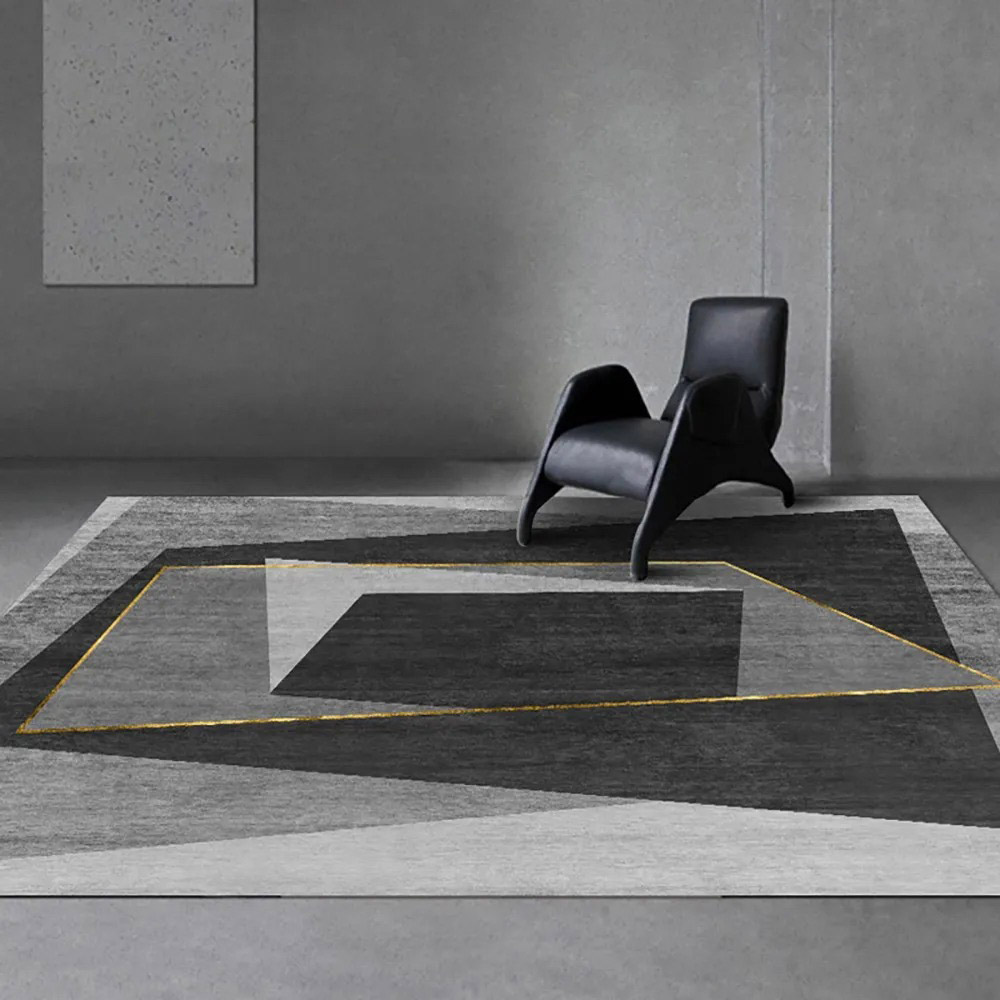 

Modern Abstract Gray and Gold Rug Rectangle 5'x 7' Area Rug