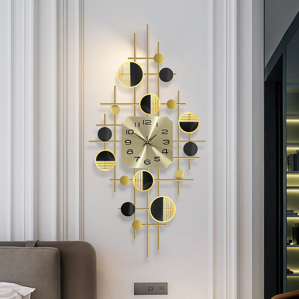 

Style B Black & Gold Geometric Round Modern Fashion Square Wall Clock Luxury Home Decor