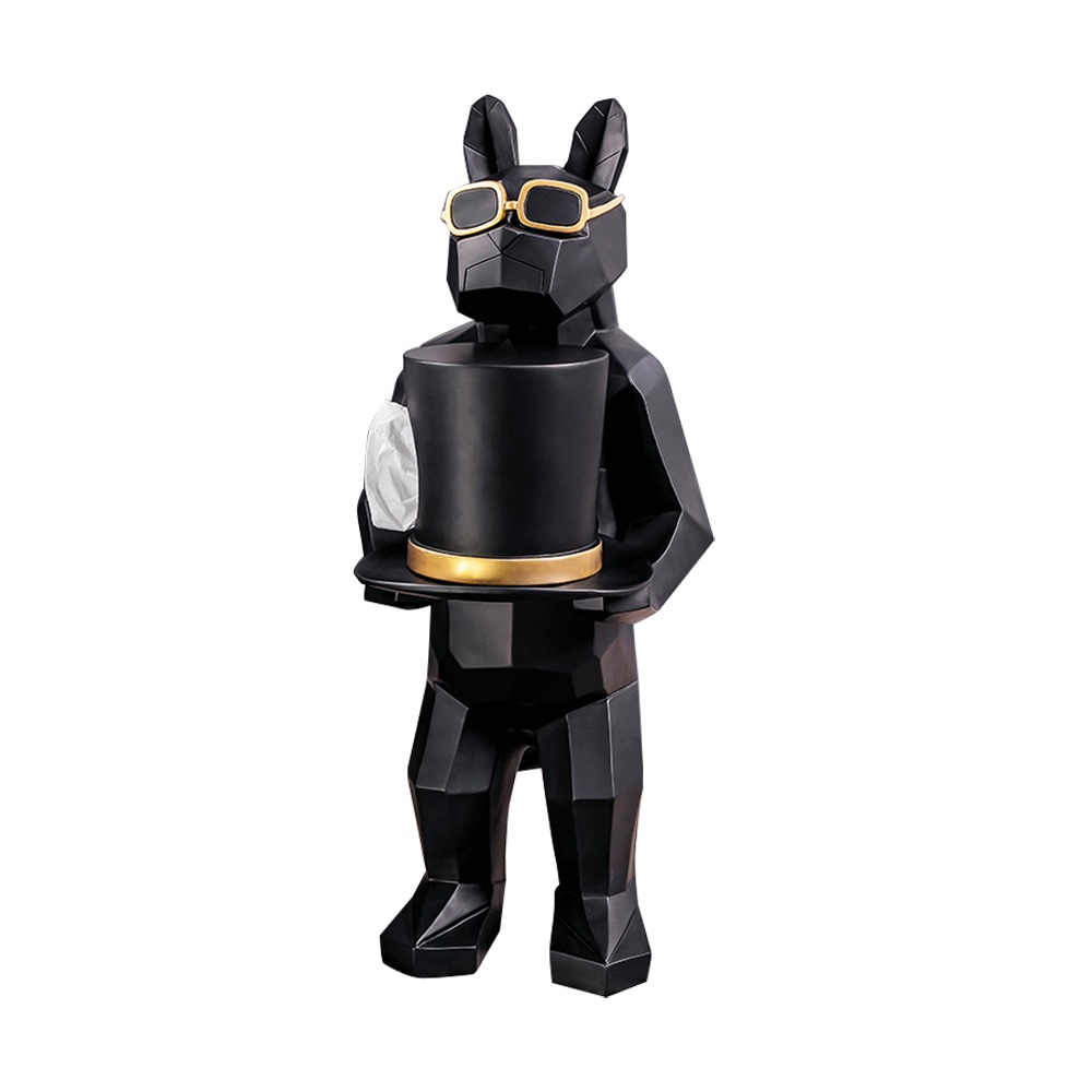 Modern Sunglasses Dog Standing Tissue Organizer Tissue Cover In Black-b