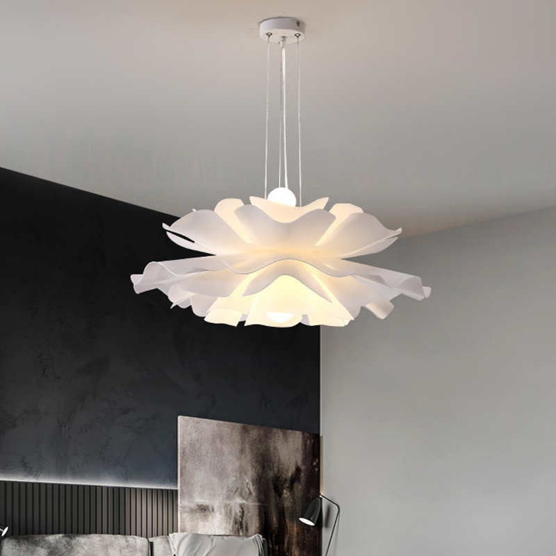 White Acrylic Pendant Light Chandelier in Flower Shape-Homary