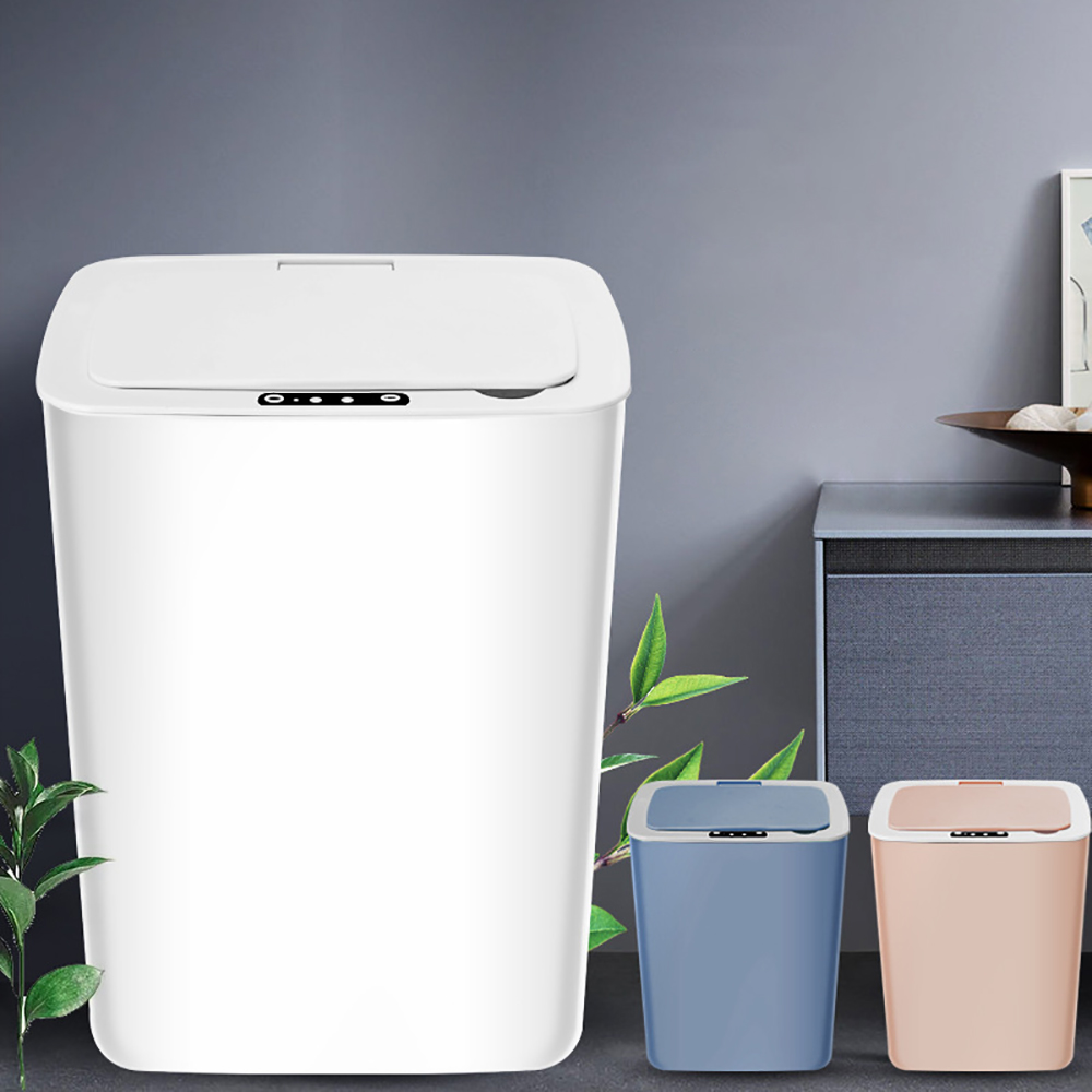 Image of White Intelligent Touchless Sensor Trash Can with Odor-Absorbing Deodorizer Area