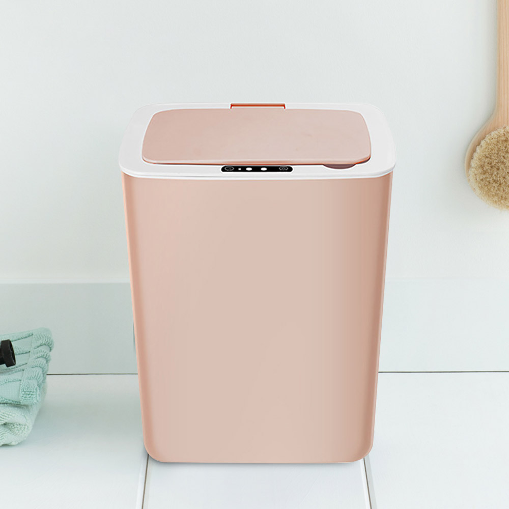 Image of Pink Intelligent Touchless Sensor Trash Can with Odor-Absorbing Deodorizer Area
