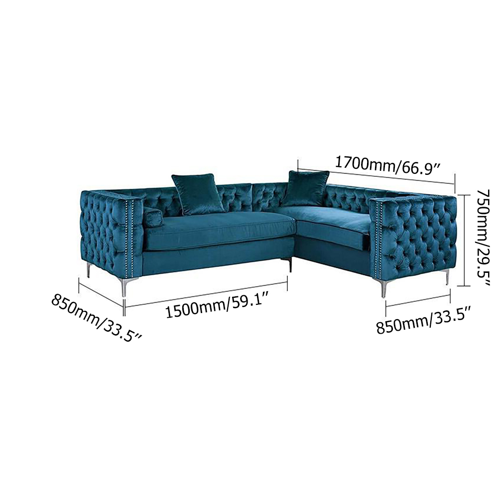 Blue Sofa Sectionals Velvet Upholstered Sofa Chesterfield Sofa in