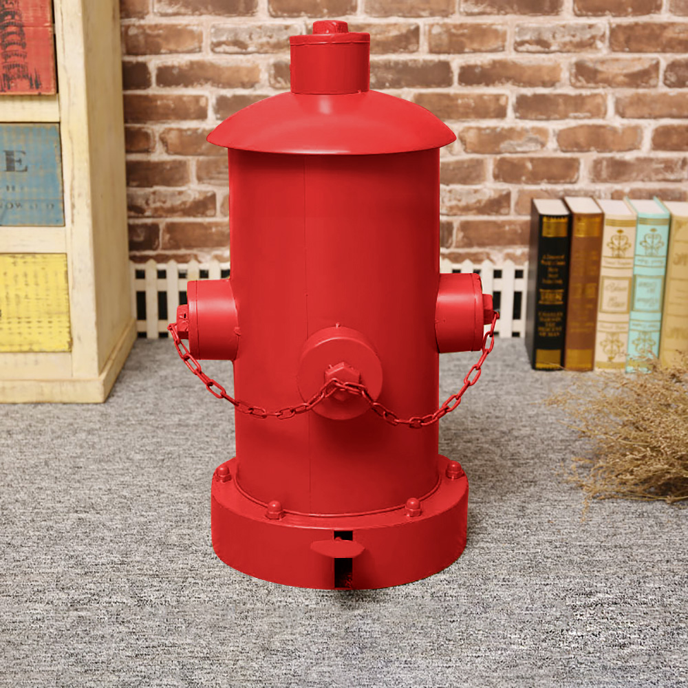 Image of Industrial Fire Hydrant Trash Can in Yellow/Red/Black-Red-Large