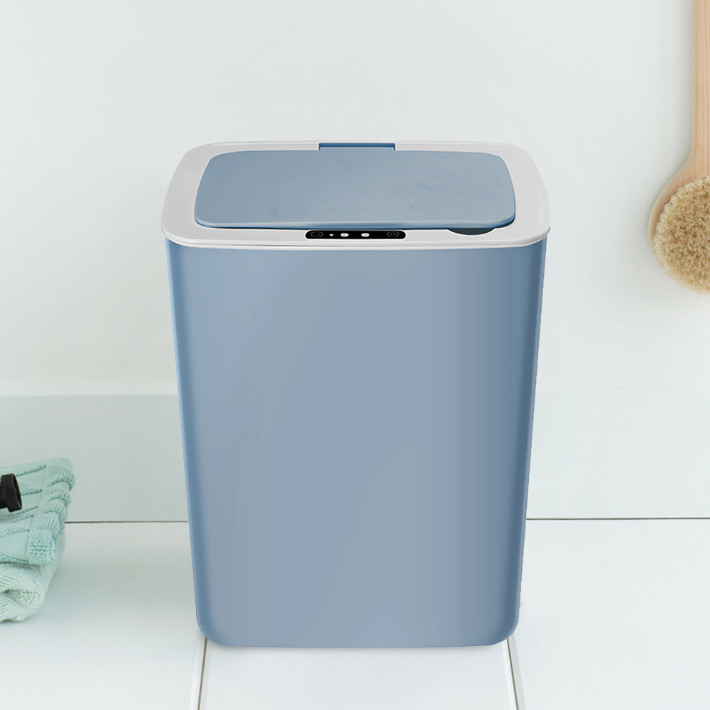 

Blue Intelligent Touchless Sensor Trash Can with Odor-Absorbing Deodorizer Area