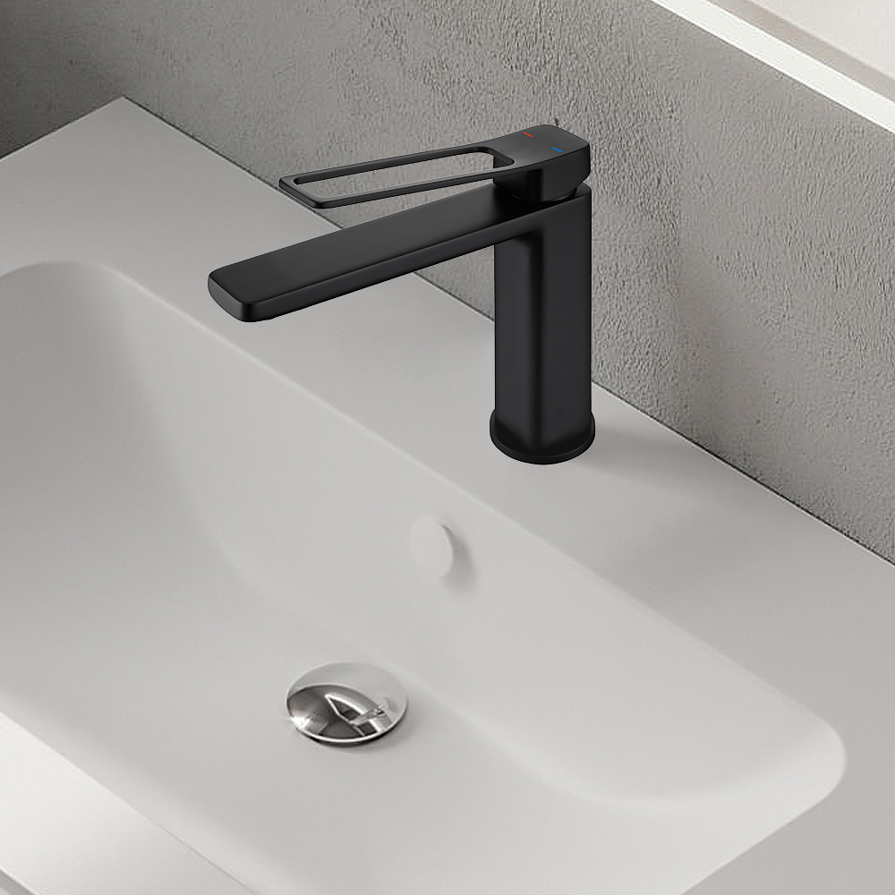 

Black Single Handle Bathroom Sink Faucet 1-Hole Solid Brass