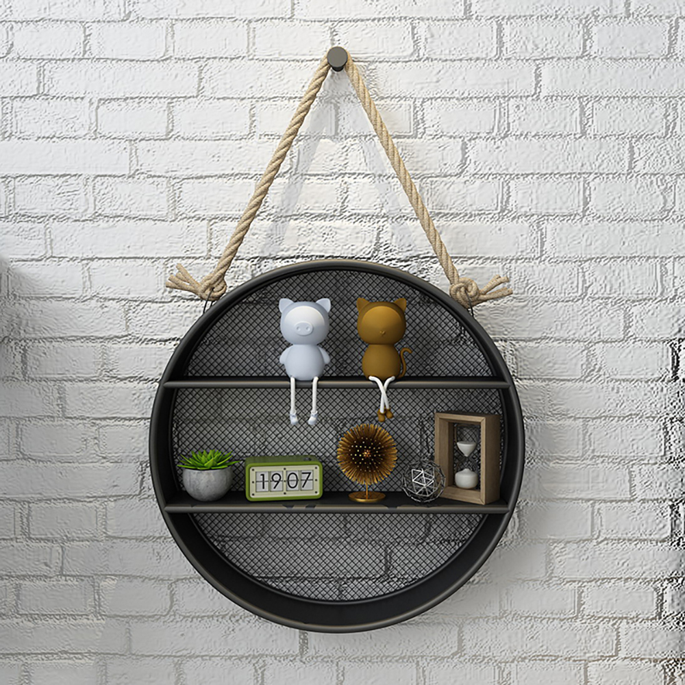 

Black Simple Round Floating Shelf Decorative Wall Shelf Metal