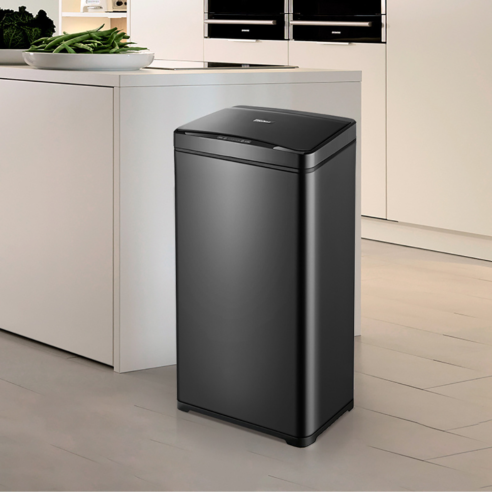 

Intelligent Touchless Sensor Stainless Steel Trash Can 13 Gallon-Black
