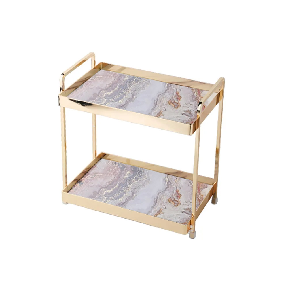 2Tier Glass Vanity Tray Desk Organiser in Purple