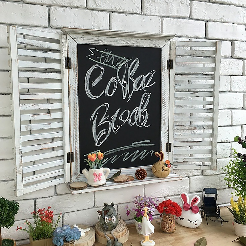 

Vintage Rustic Creative Chalkboard Wall Decor with Wooden Blind Window