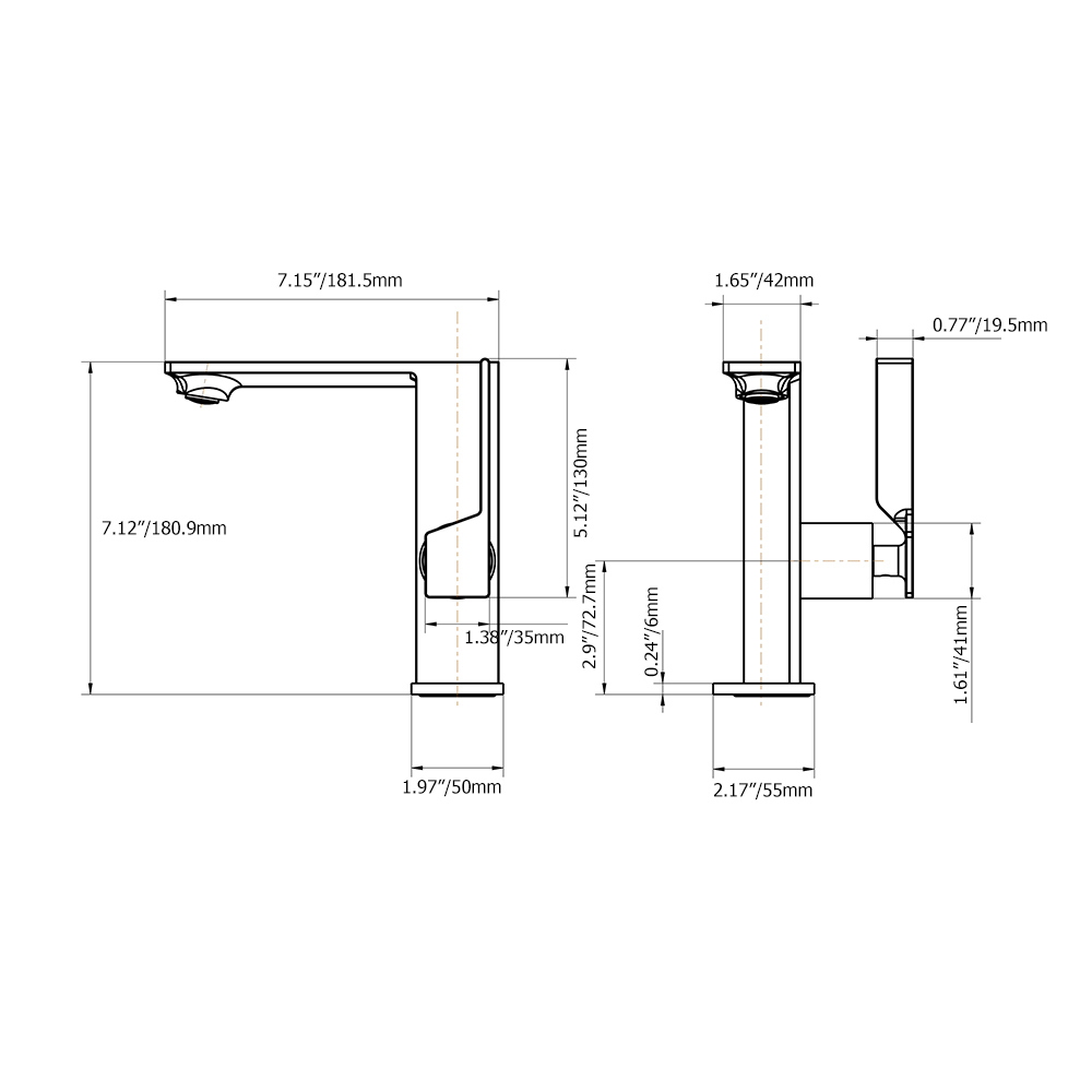 Brass Bathroom Basin Tap Single Handle Monobloc in Matte Black