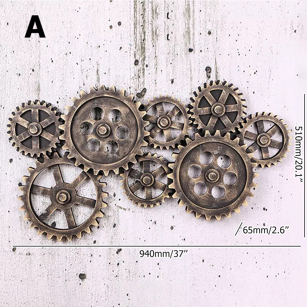 Industrial Distressed Wall Decor with Gear Design in HDF