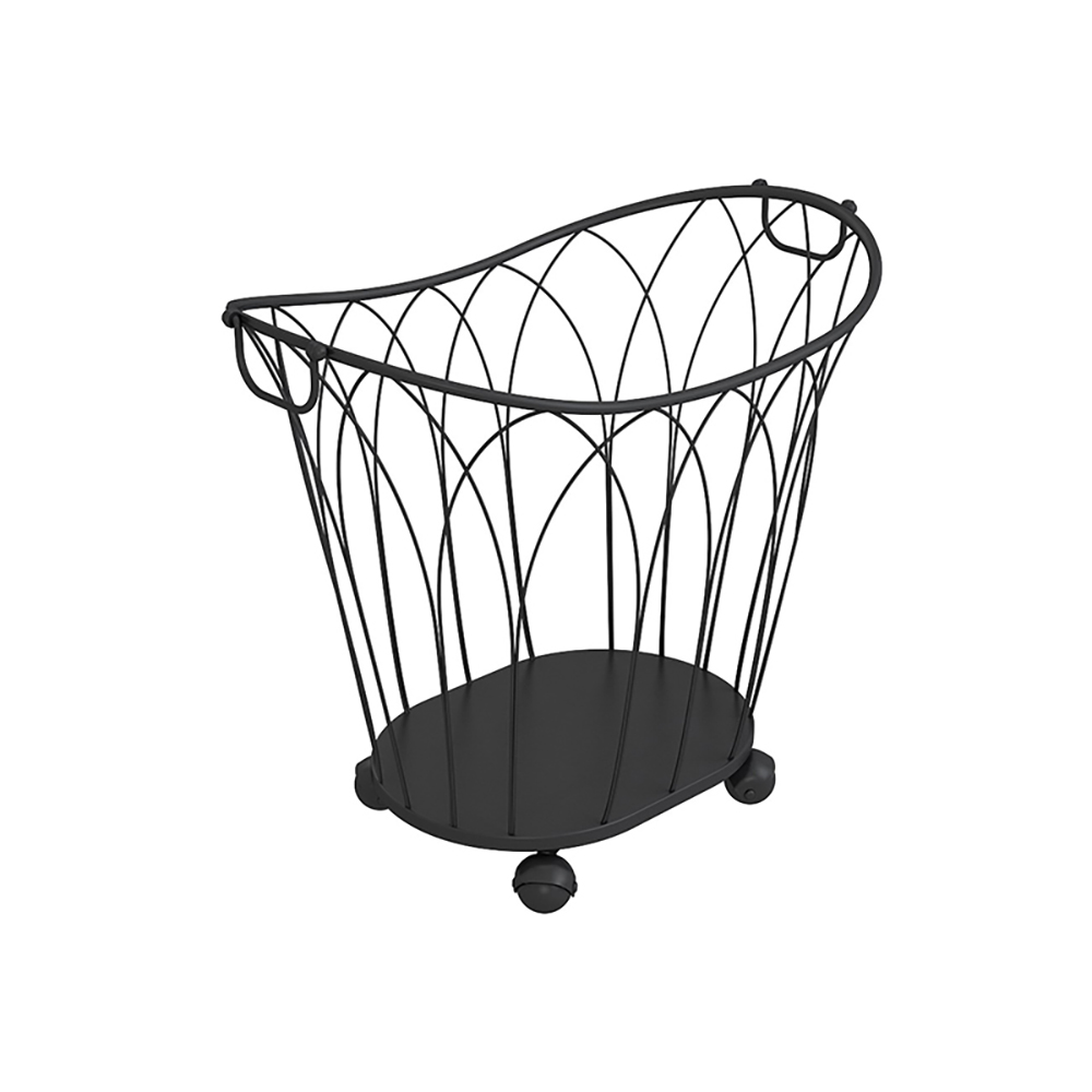 Metal Bathroom Laundary Organiser Oval Basket with Wheels
