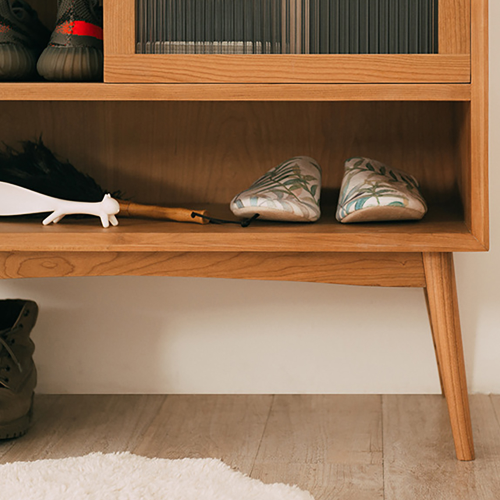 Nordic Natural Shoe Cabinet 2-Door 5-Shelf Shoe Organizer Style A