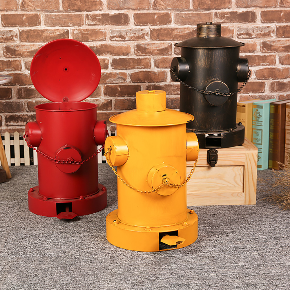 Industrial Fire Hydrant Rubbish Bin in Yellow/Red/Black-Yellow-Small