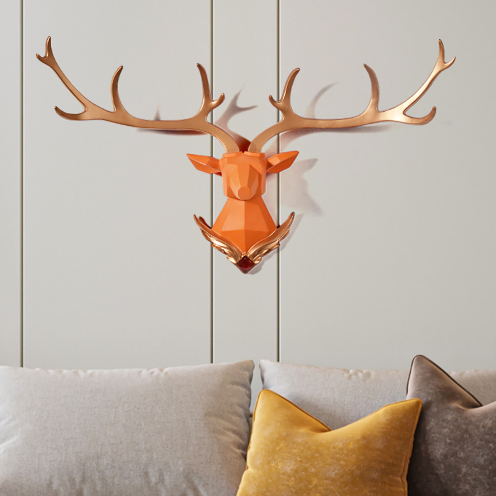 

Ceative Luxury Deer Head Sculpture Wall Decor Home Resin Statues Art