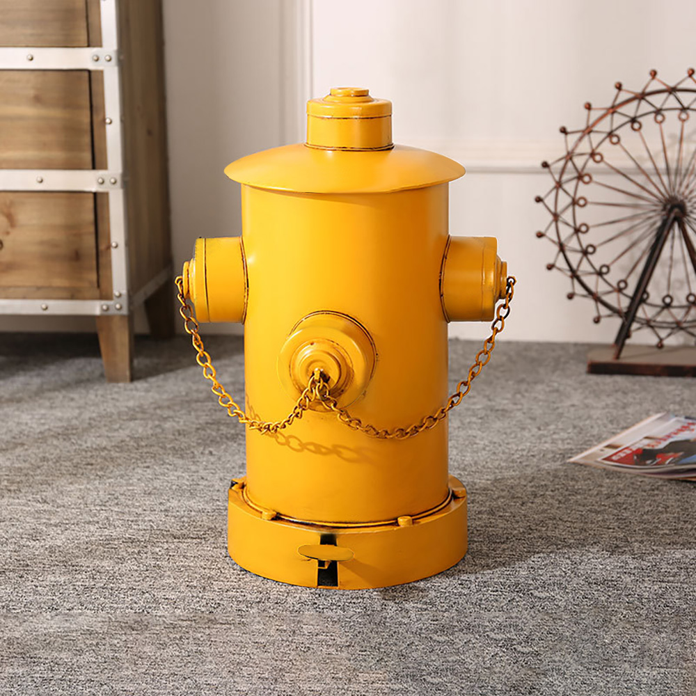 Image of Industrial Fire Hydrant Trash Can in Yellow/Red/Black-Yellow-Small