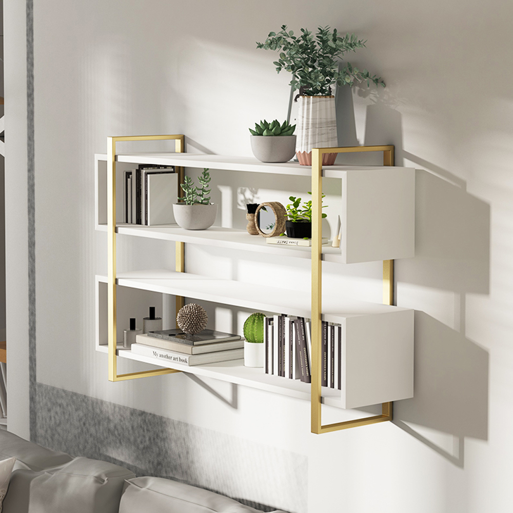 White Nordic 4-Tier Floating Shelf Decorative Wall Shelf