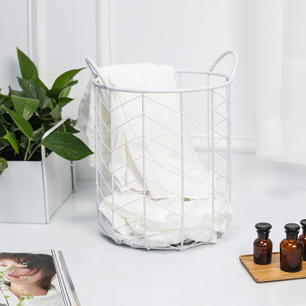 Round Metal Modern Laundry Basket with Handles