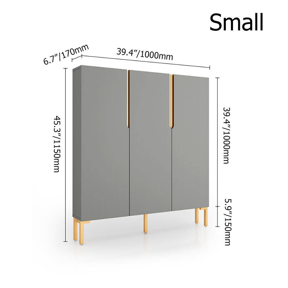 Nordic Gray Shoe Cabinet 4-Door Slim Shoe Organizer Adjustable Shelves in Large