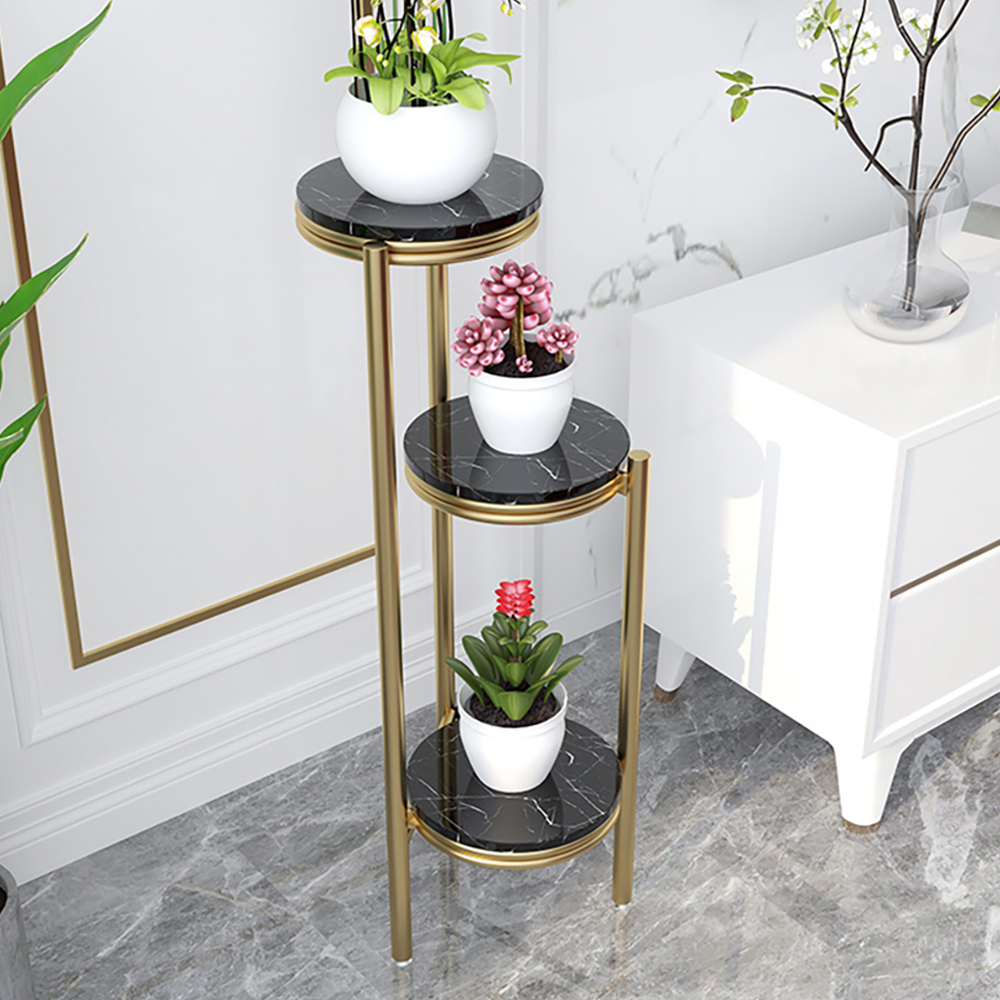36" Luxury Standing Plant Stand In Gold & Black